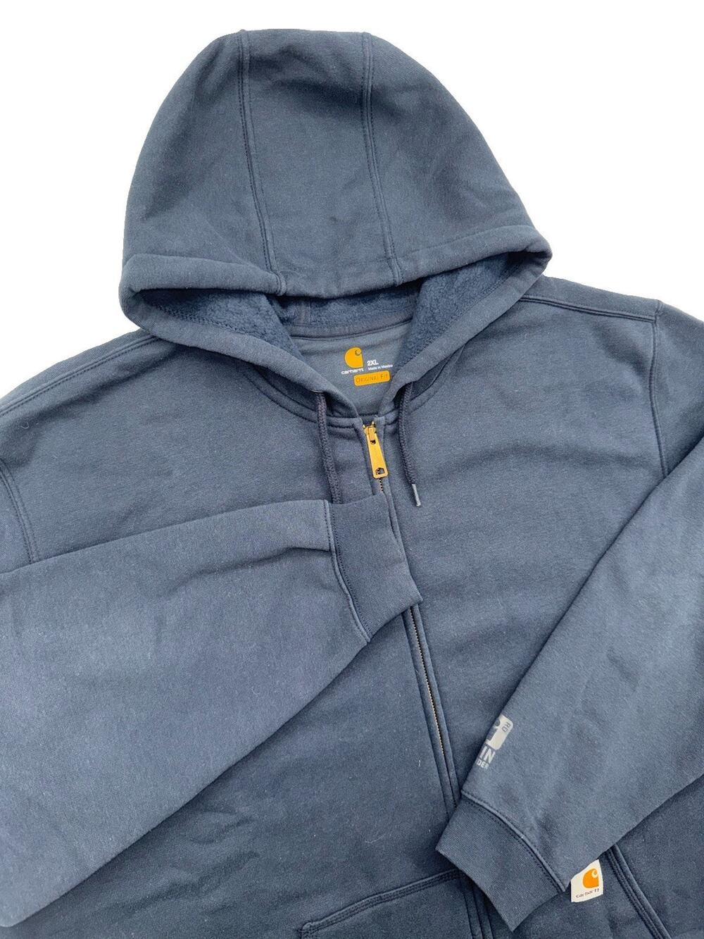 Carhartt Rain Defender Hoodie Mens XXL Blue Thermal Lined Full Zip 100127